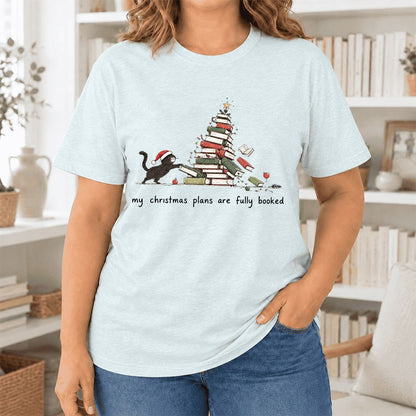 My Christmas Plans Are Fully Booked Ultra-Soft Cotton T-Shirt | Reader Gift Heather Ice Blue