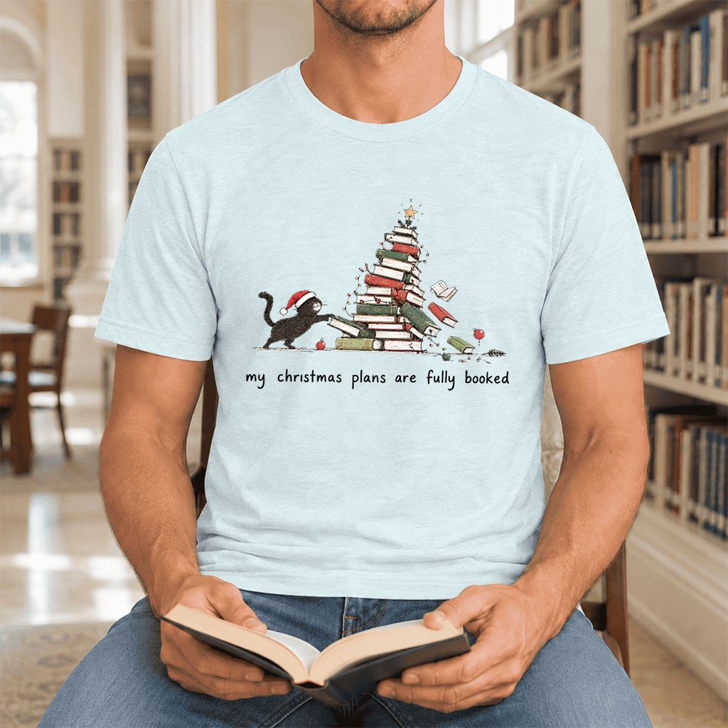 My Christmas Plans Are Fully Booked Ultra-Soft Cotton T-Shirt | Reader Gift Heather Ice Blue