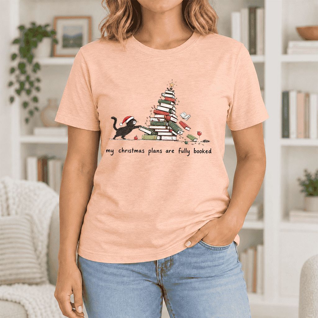 My Christmas Plans Are Fully Booked Ultra-Soft Cotton T-Shirt | Reader Gift Heather Peach