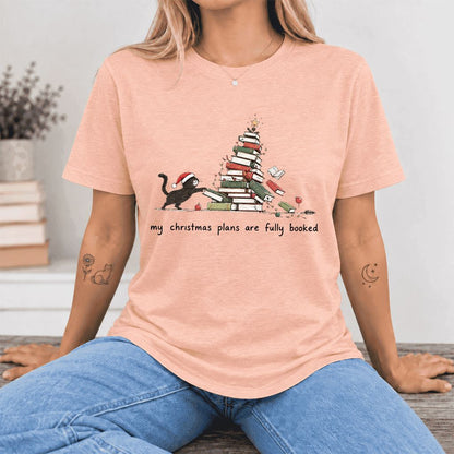 My Christmas Plans Are Fully Booked Ultra-Soft Cotton T-Shirt | Reader Gift Heather Peach