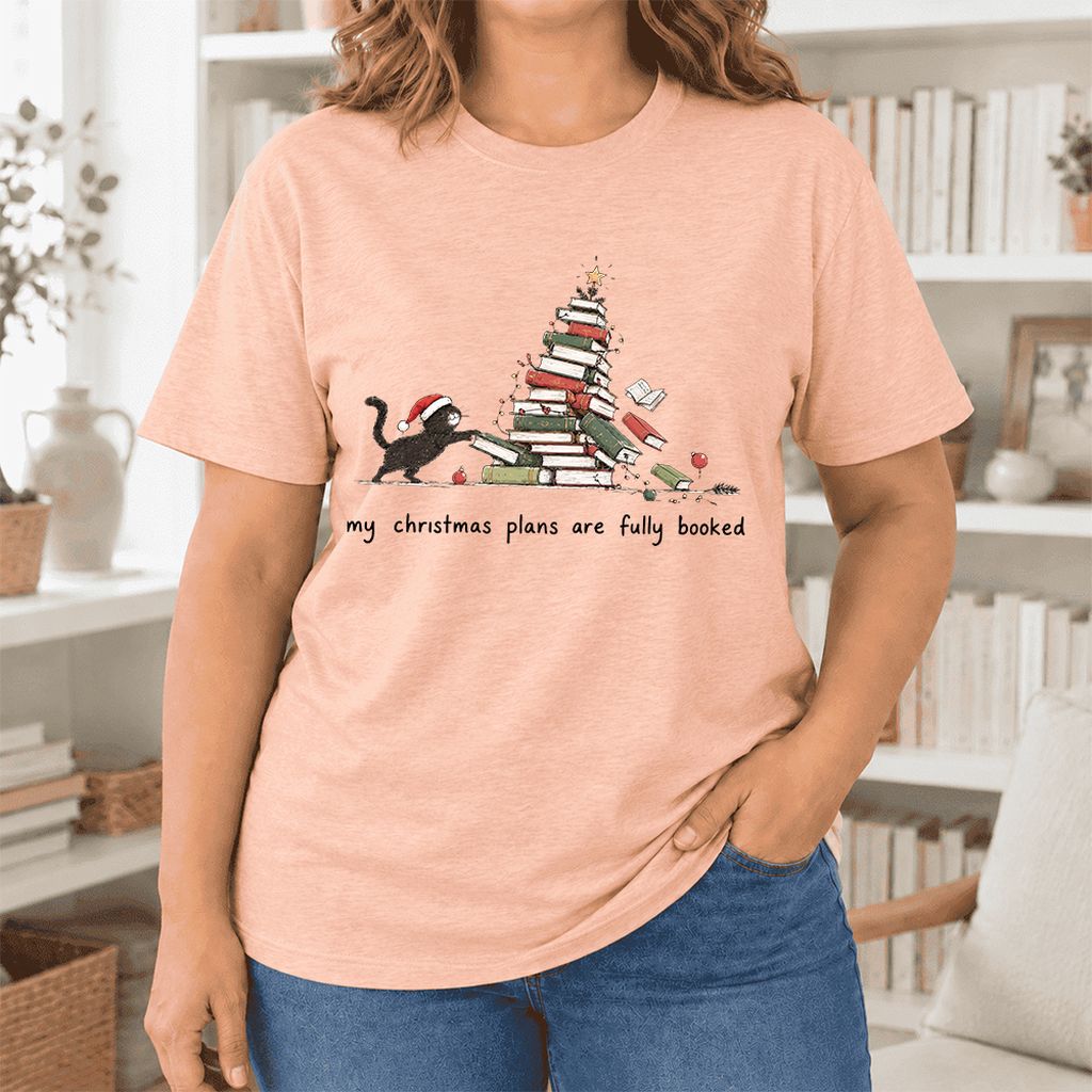My Christmas Plans Are Fully Booked Ultra-Soft Cotton T-Shirt | Reader Gift Heather Peach