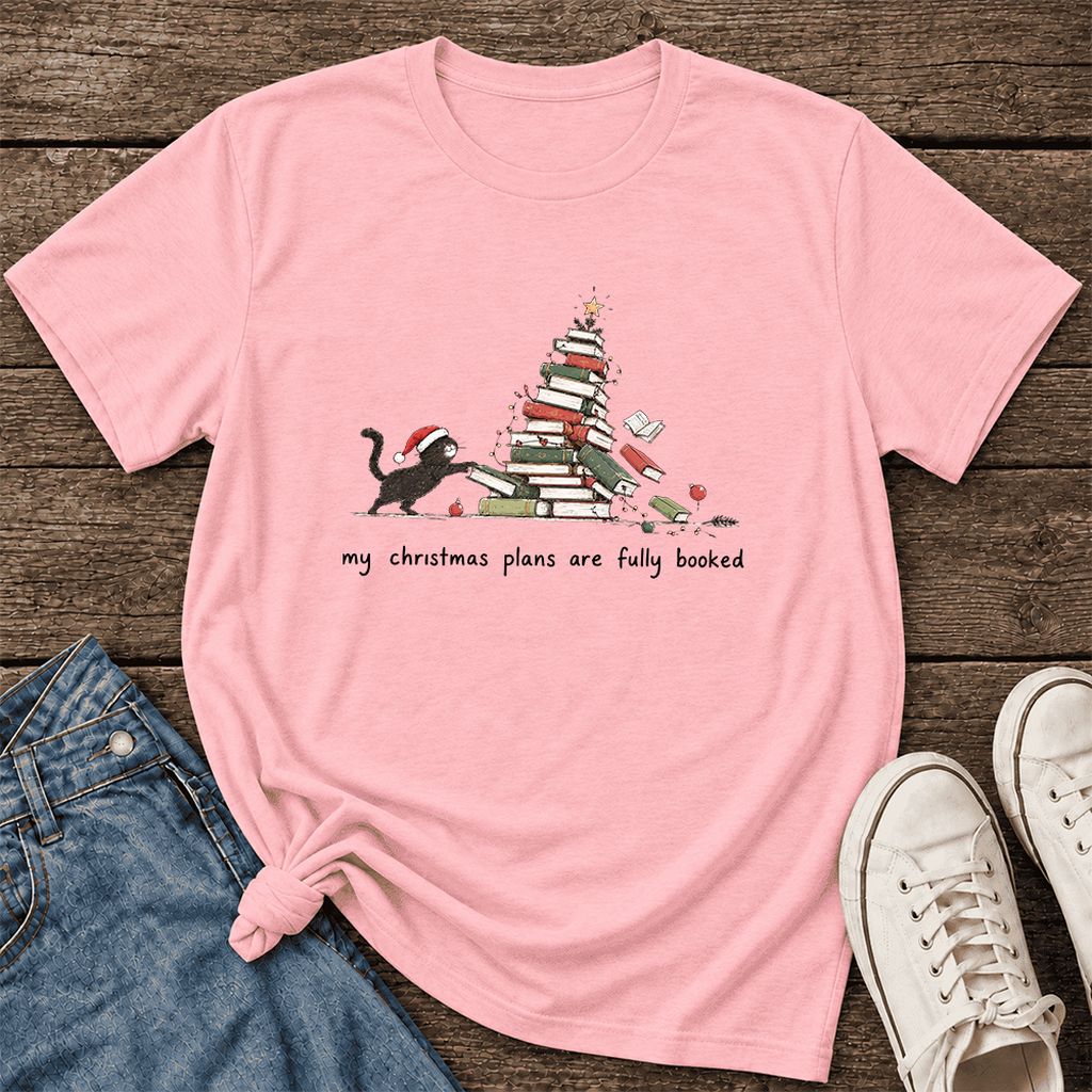 My Christmas Plans Are Fully Booked Ultra-Soft Cotton T-Shirt | Reader Gift Pink