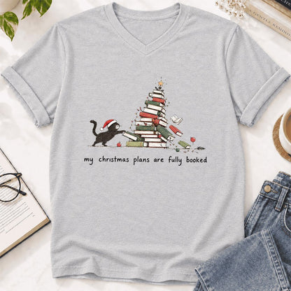 My Christmas Plans Are Fully Booked Ultra-Soft V-Neck | Christmas Reader Gift Ash