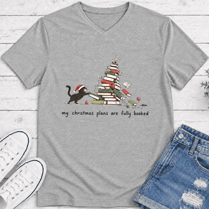My Christmas Plans Are Fully Booked Ultra-Soft V-Neck | Christmas Reader Gift Athletic Heather