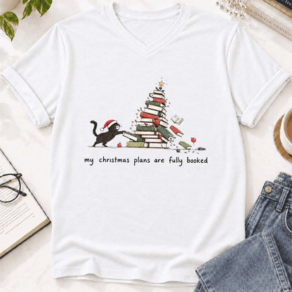 My Christmas Plans Are Fully Booked Ultra-Soft V-Neck | Christmas Reader Gift White