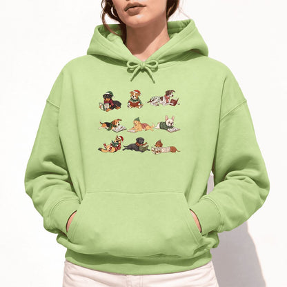 Cozy Dogs Reading Christmas Softstyle Hoodie | Christmas Reader Gift Pistachio