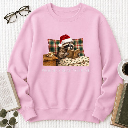 Probably Reading Trash Printed Sweatshirt | Cozy Christmas Book Lover Gift Light Pink