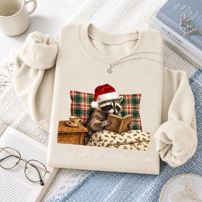 Probably Reading Trash Printed Sweatshirt | Cozy Christmas Book Lover Gift Sand