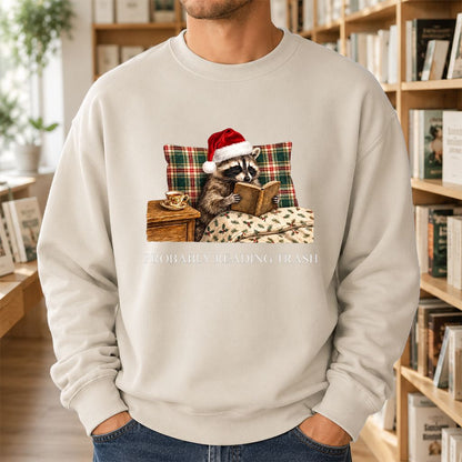 Probably Reading Trash Printed Sweatshirt | Cozy Christmas Book Lover Gift Sand
