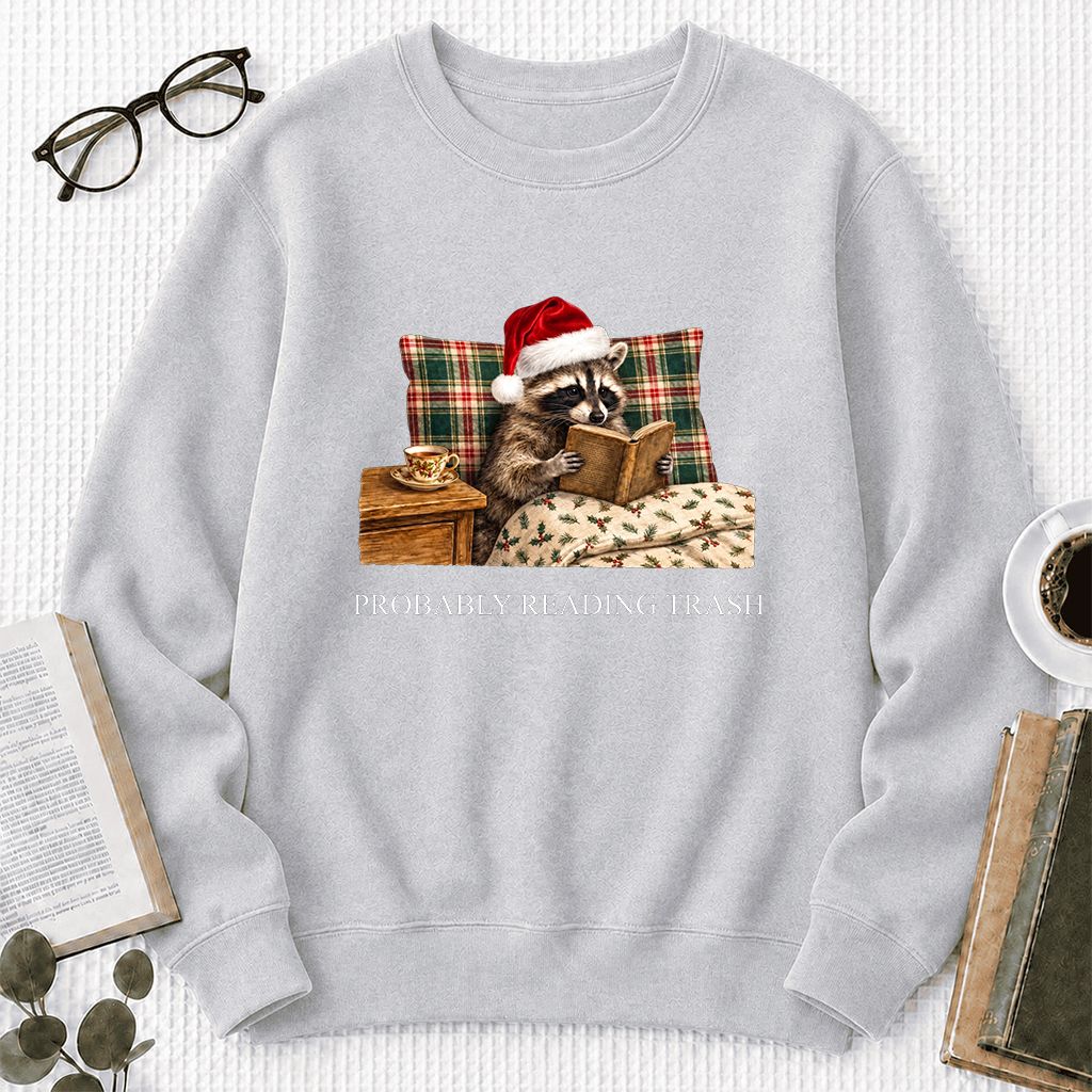 Probably Reading Trash Printed Sweatshirt | Cozy Christmas Book Lover Gift Sport Grey