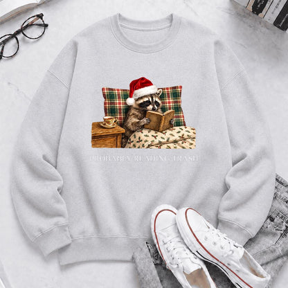 Probably Reading Trash Printed Sweatshirt | Cozy Christmas Book Lover Gift Sport Grey