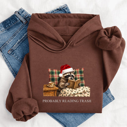 Probably Reading Trash Softstyle Hoodie | Cozy Christmas Book Lover Gift Cocoa