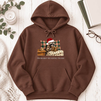 Probably Reading Trash Softstyle Hoodie | Cozy Christmas Book Lover Gift Cocoa