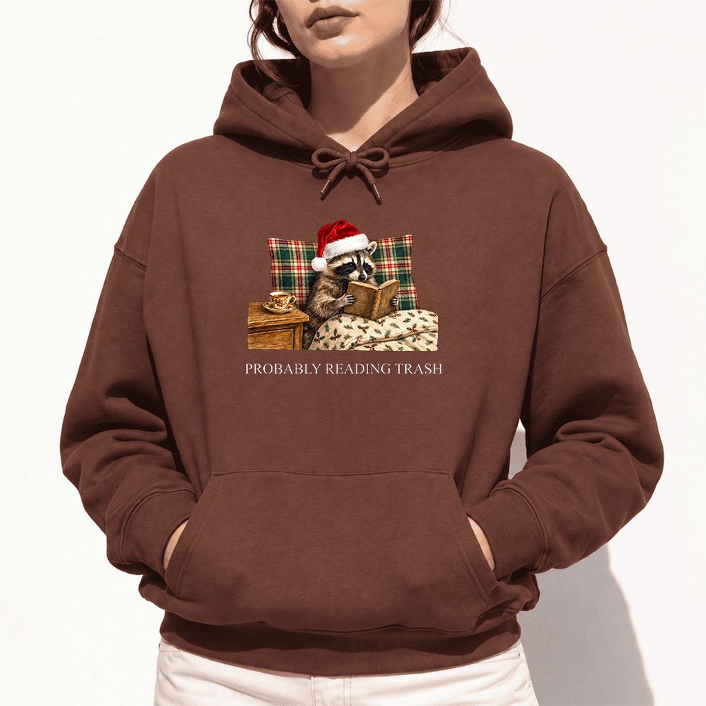 Probably Reading Trash Softstyle Hoodie | Cozy Christmas Book Lover Gift Cocoa