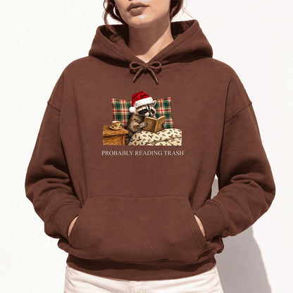 Probably Reading Trash Softstyle Hoodie | Cozy Christmas Book Lover Gift Cocoa