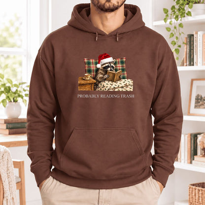 Probably Reading Trash Softstyle Hoodie | Cozy Christmas Book Lover Gift Cocoa