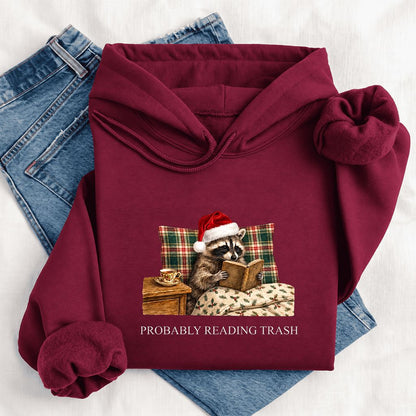 Probably Reading Trash Softstyle Hoodie | Cozy Christmas Book Lover Gift Maroon