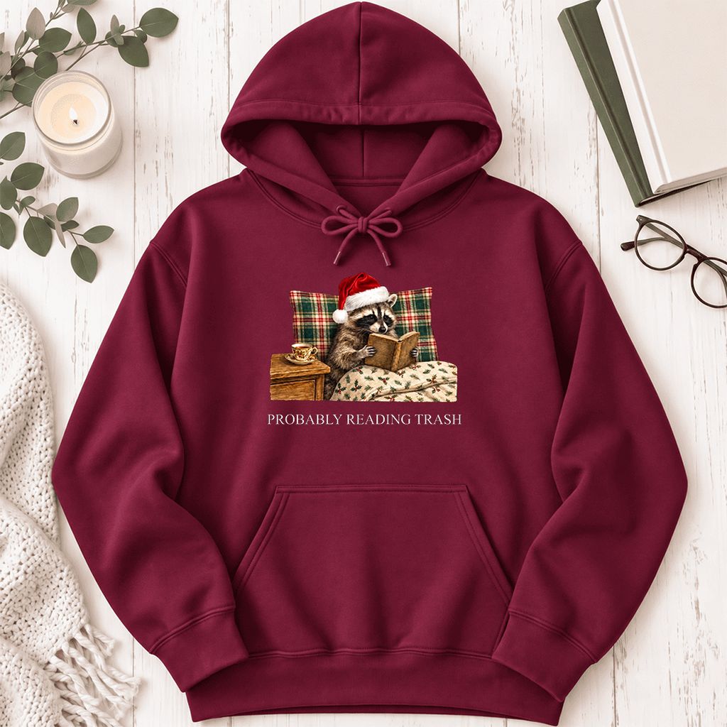 Probably Reading Trash Softstyle Hoodie | Cozy Christmas Book Lover Gift Maroon