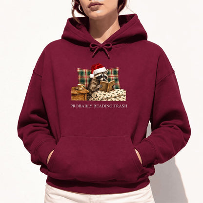 Probably Reading Trash Softstyle Hoodie | Cozy Christmas Book Lover Gift Maroon