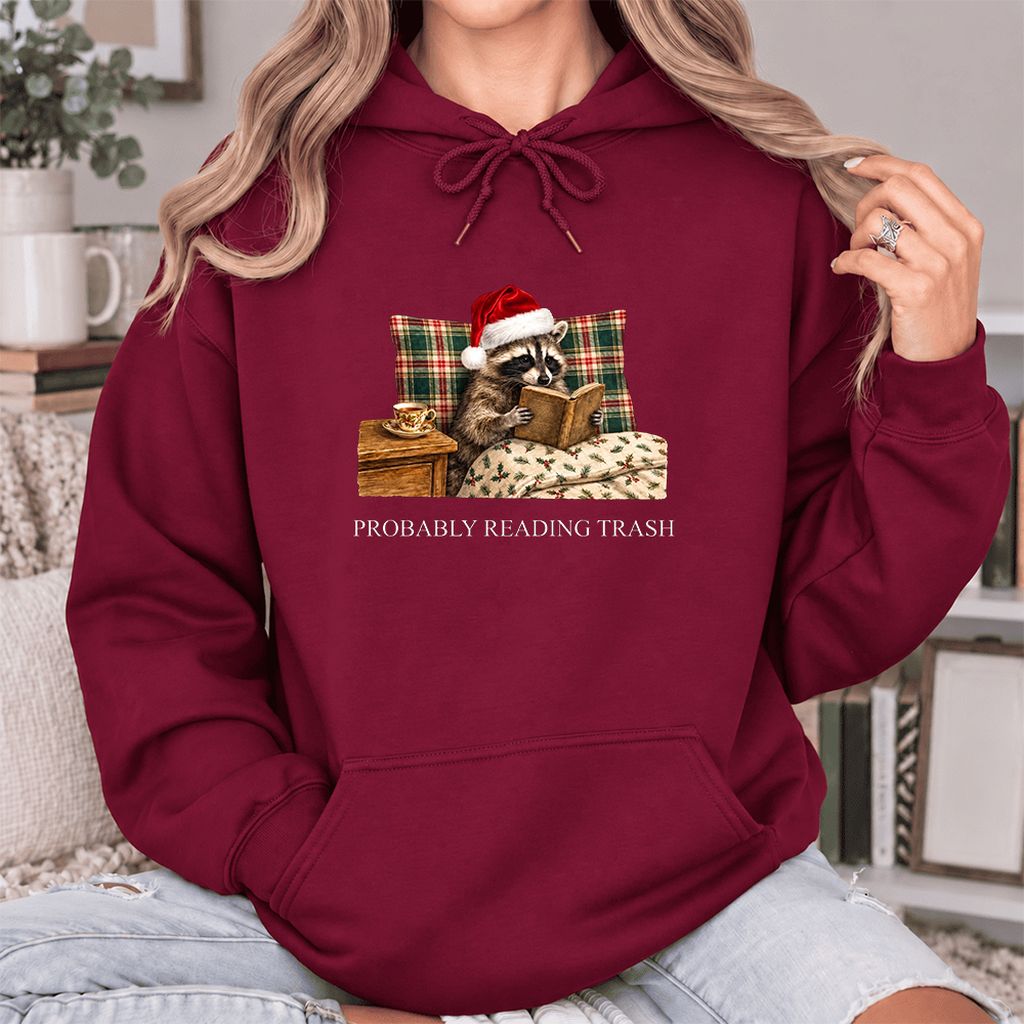 Probably Reading Trash Softstyle Hoodie | Cozy Christmas Book Lover Gift Maroon