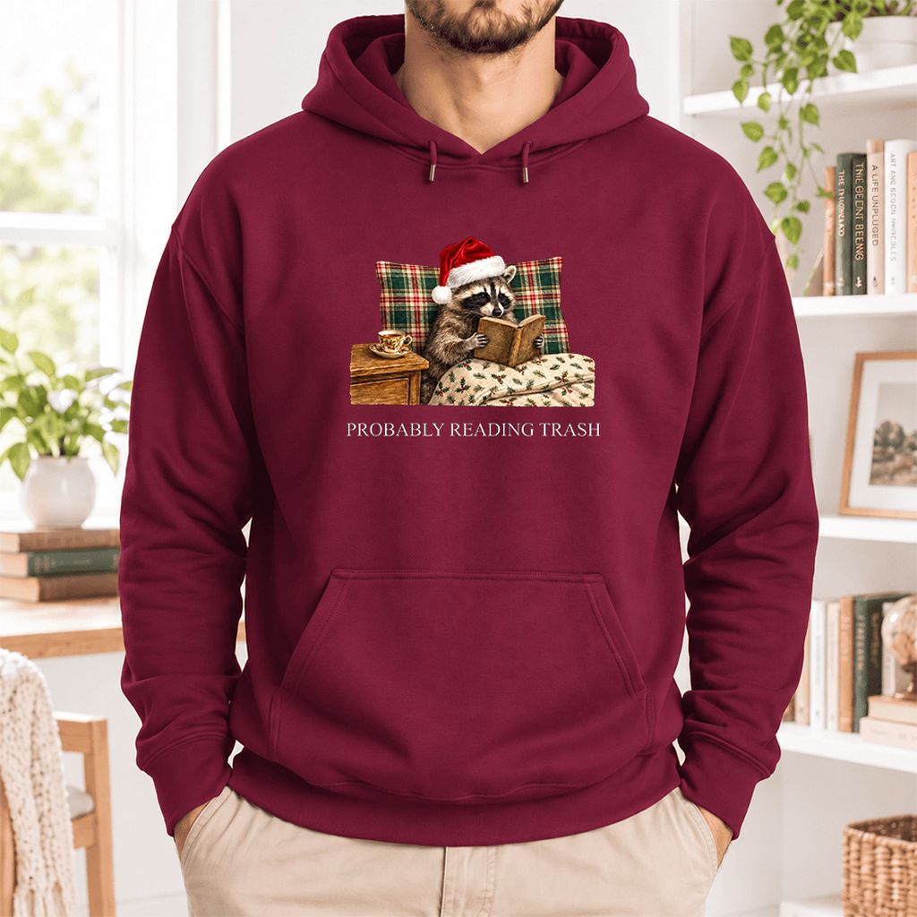 Probably Reading Trash Softstyle Hoodie | Cozy Christmas Book Lover Gift Maroon