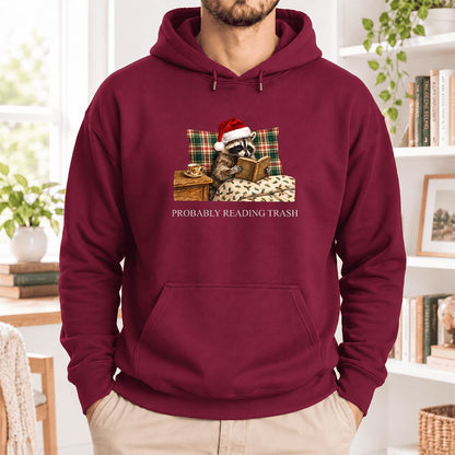 Probably Reading Trash Softstyle Hoodie | Cozy Christmas Book Lover Gift Maroon