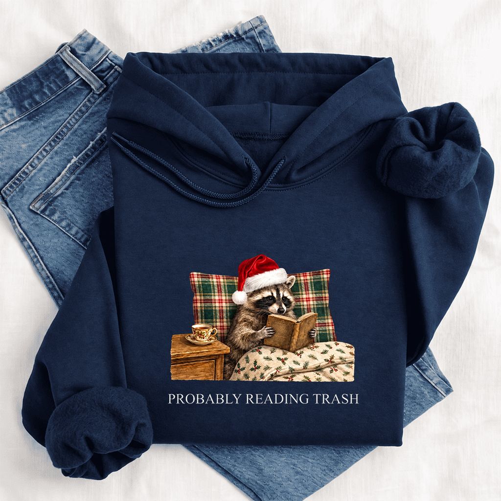 Probably Reading Trash Softstyle Hoodie | Cozy Christmas Book Lover Gift Navy