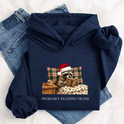 Probably Reading Trash Softstyle Hoodie | Cozy Christmas Book Lover Gift Navy