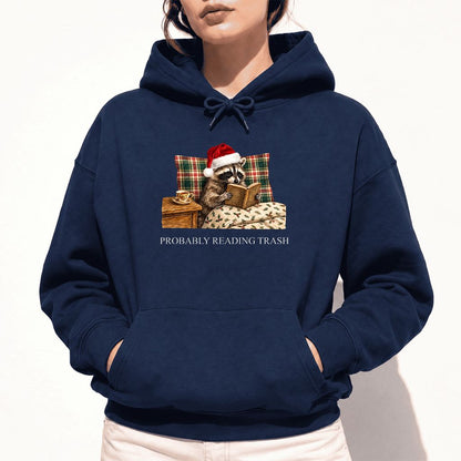 Probably Reading Trash Softstyle Hoodie | Cozy Christmas Book Lover Gift Navy