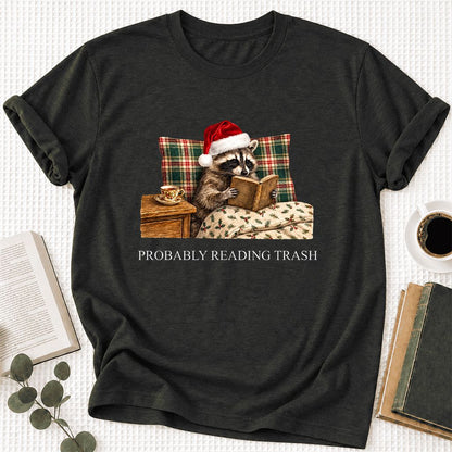 Probably Reading Trash Ultra-Soft Cotton T-Shirt | Christmas Book Lover Gift Black Heather