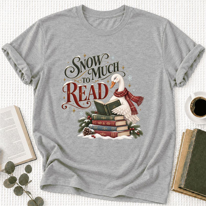 Snow Much to Read Ultra-Soft Cotton T-Shirt | Cozy Christmas Book Lover Gift Athletic Heather