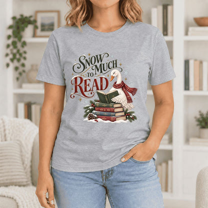 Snow Much to Read Ultra-Soft Cotton T-Shirt | Cozy Christmas Book Lover Gift Athletic Heather