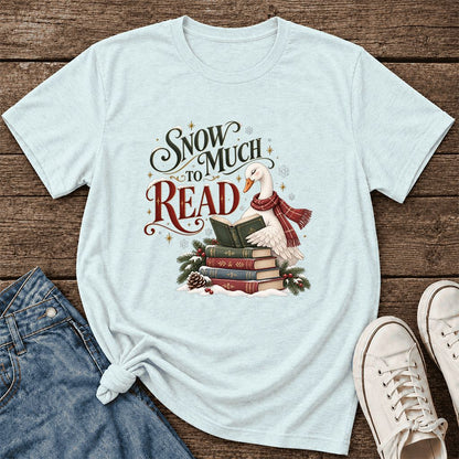 Snow Much to Read Ultra-Soft Cotton T-Shirt | Cozy Christmas Book Lover Gift Heather Ice Blue