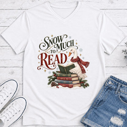 Snow Much to Read Ultra-Soft V-Neck | Cozy Christmas Book Lover Gift White