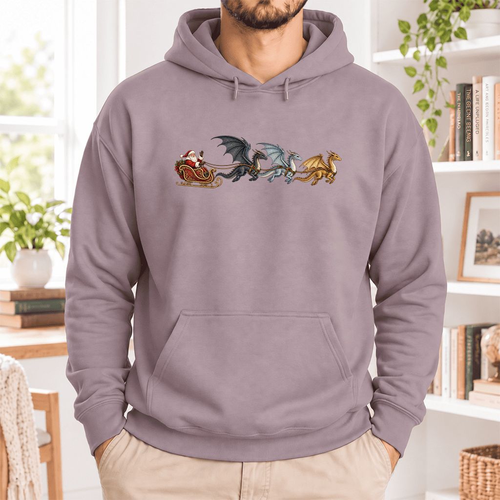 Santa Claus on Dragon Sleigh Softstyle Hoodie | Christmas Reader Gift Paragon