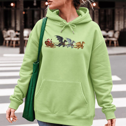 Santa Claus on Dragon Sleigh Softstyle Hoodie | Christmas Reader Gift Pistachio