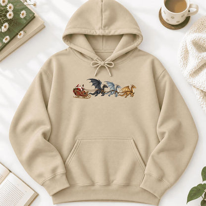 Santa Claus on Dragon Sleigh Softstyle Hoodie | Christmas Reader Gift Sand
