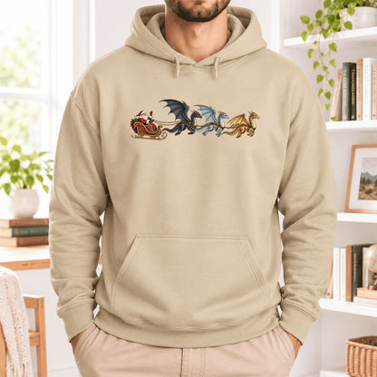 Santa Claus on Dragon Sleigh Softstyle Hoodie | Christmas Reader Gift Sand