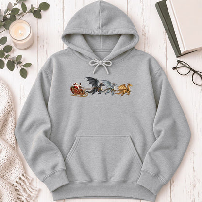 Santa Claus on Dragon Sleigh Softstyle Hoodie | Christmas Reader Gift Sport Grey