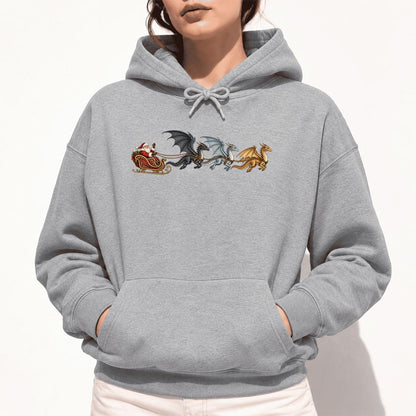 Santa Claus on Dragon Sleigh Softstyle Hoodie | Christmas Reader Gift Sport Grey