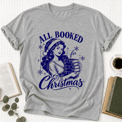 All Booked For Christmas Ultra-Soft Cotton T-Shirt | Christmas Reader Gift Athletic Heather