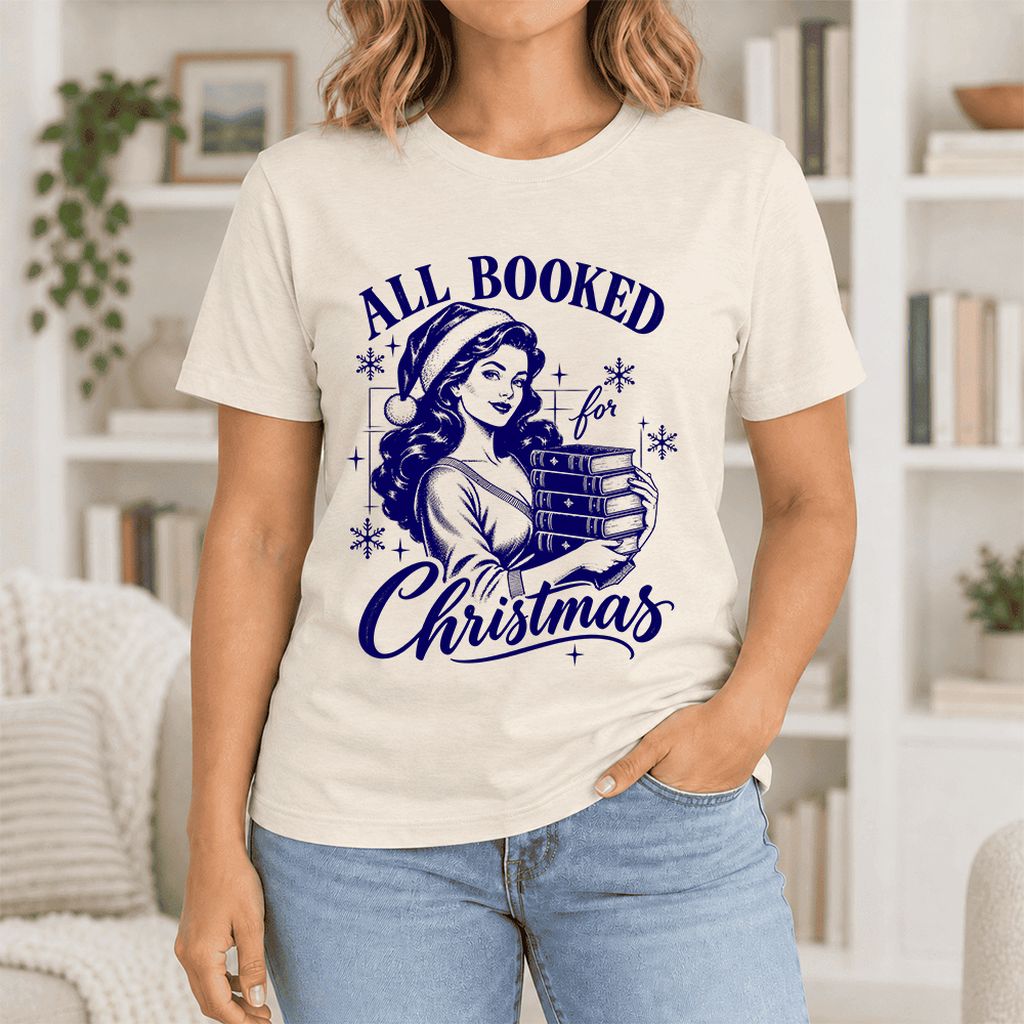 All Booked For Christmas Ultra-Soft Cotton T-Shirt | Christmas Reader Gift Natural