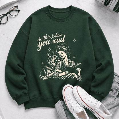 How You Read German Shepherd Printed Sweatshirt | Dog Lover Reader Gift Forest Green