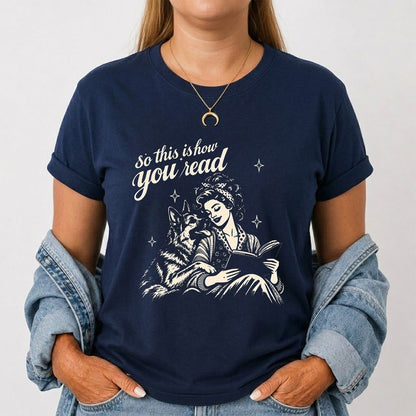 How You Read German Shepherd Printed T-Shirt | Dog Lover Reader Gift Navy