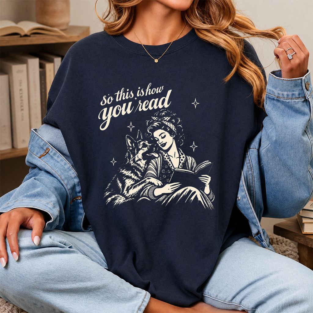 How You Read German Shepherd Printed T-Shirt | Dog Lover Reader Gift Navy