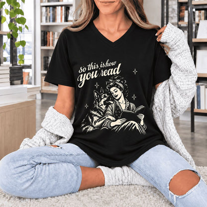 How You Read German Shepherd Ultra-Soft V-Neck | Dog Lover Reader Gift Black