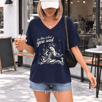 How You Read German Shepherd Ultra-Soft V-Neck | Dog Lover Reader Gift Navy