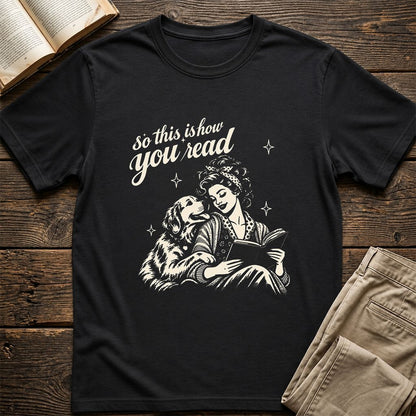 How You Read Golden Retriever Printed T-Shirt | Dog Lover Reader Gift Black