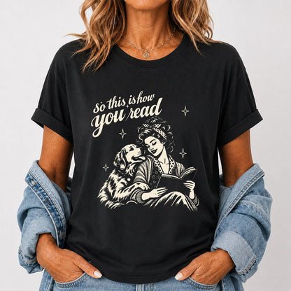 How You Read Golden Retriever Printed T-Shirt | Dog Lover Reader Gift Black