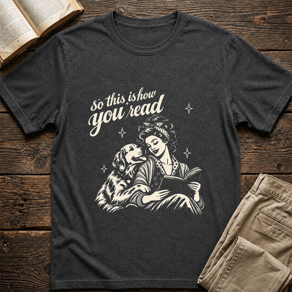 How You Read Golden Retriever Printed T-Shirt | Dog Lover Reader Gift Dark Heather